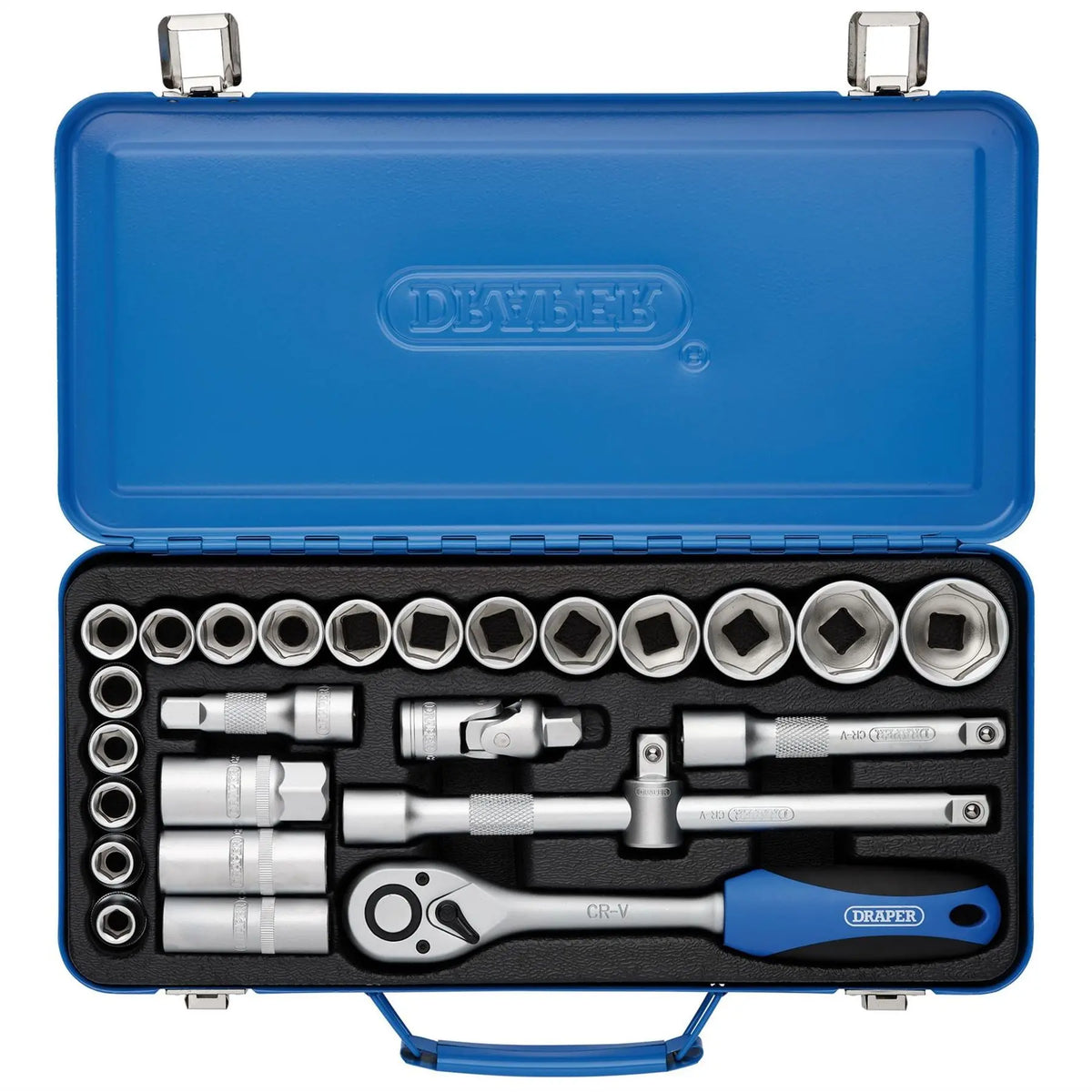 Draper Metric Socket Set 1/2" Sq. Dr. (26 Piece) 16368 White Rose Tools