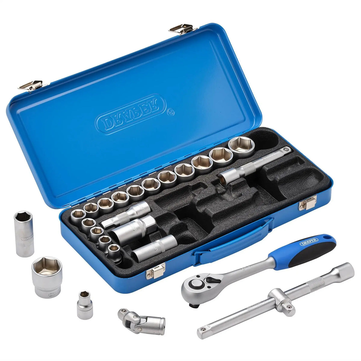 Draper Metric Socket Set 1/2" Sq. Dr. (26 Piece) 16368 White Rose Tools