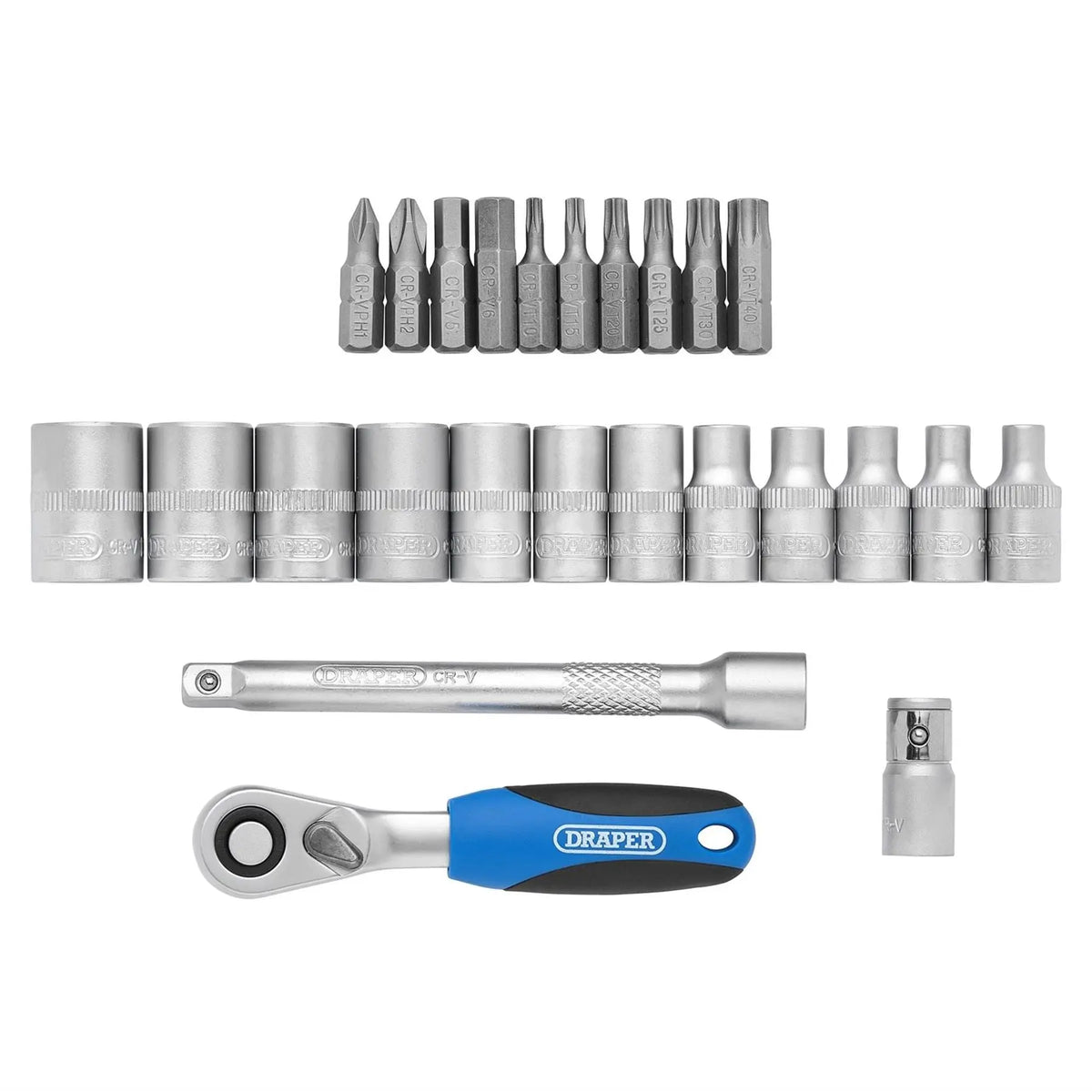 Draper Metric Socket Set 1/4" Sq. Dr. (25 Piece) 16354 White Rose Tools