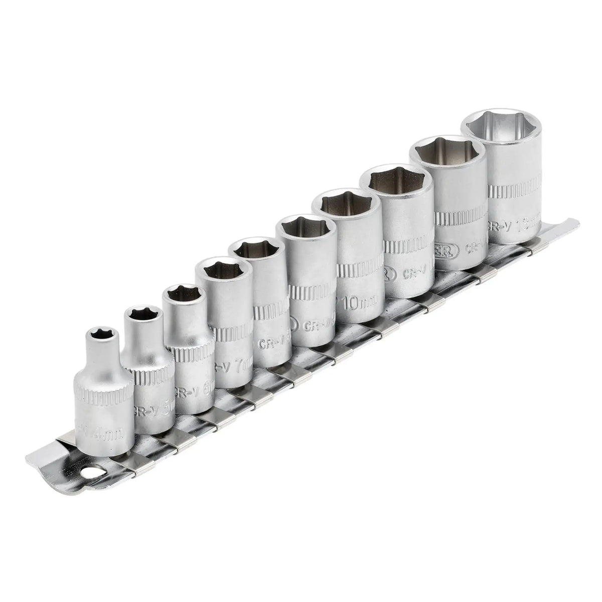 Draper Metric Socket on Metal Rail 1/4" Sq. Dr. (10 Piece) 16398 White Rose Tools