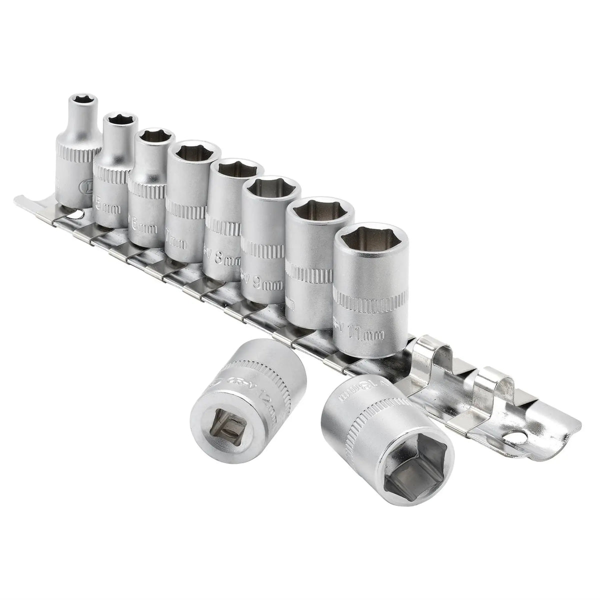 Draper Metric Socket on Metal Rail 1/4" Sq. Dr. (10 Piece) 16398 White Rose Tools
