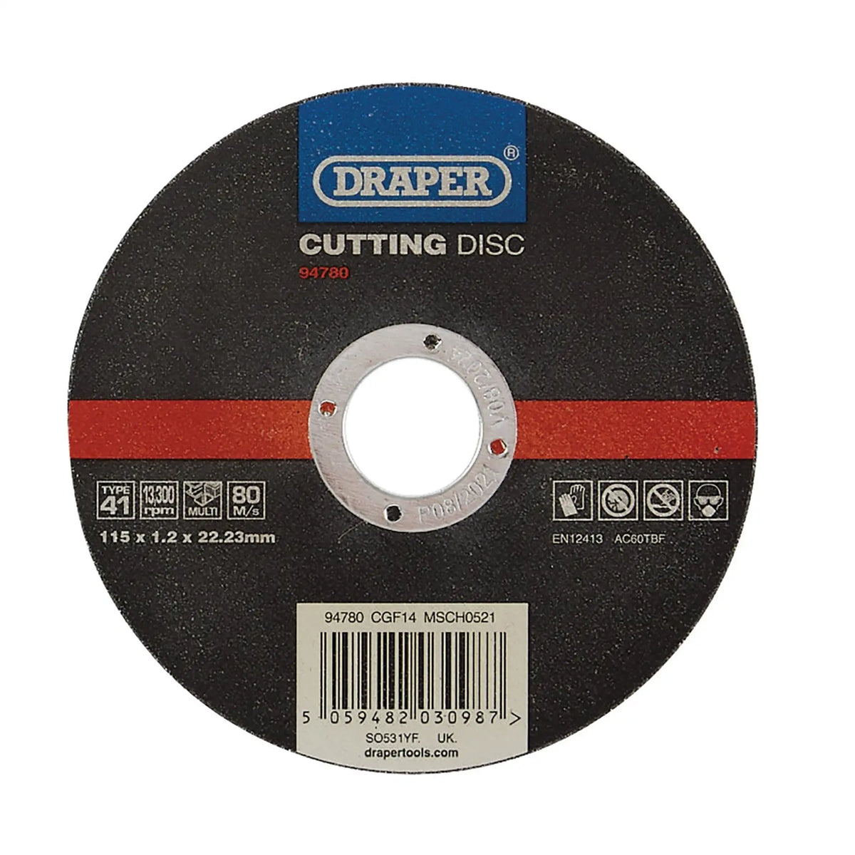 Draper Multi-Purpose Cutting Disc 115 x 1.2 x 22.23mm 94780 White Rose Tools
