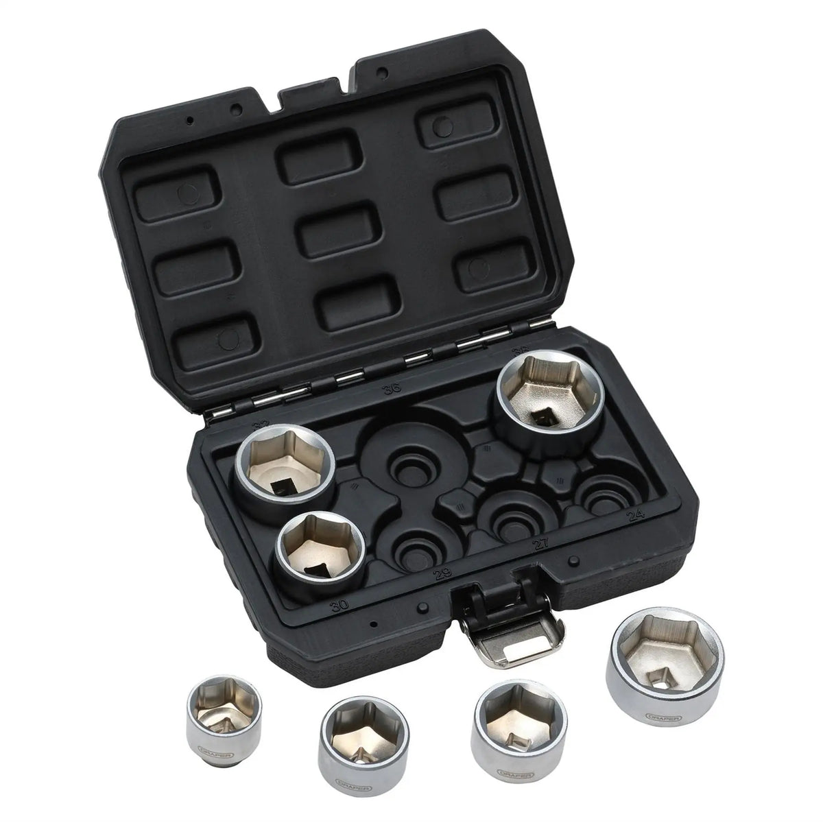 Draper Oil Filter Socket Set 3/8" Sq. Dr. (7 Piece) 02747 White Rose Tools