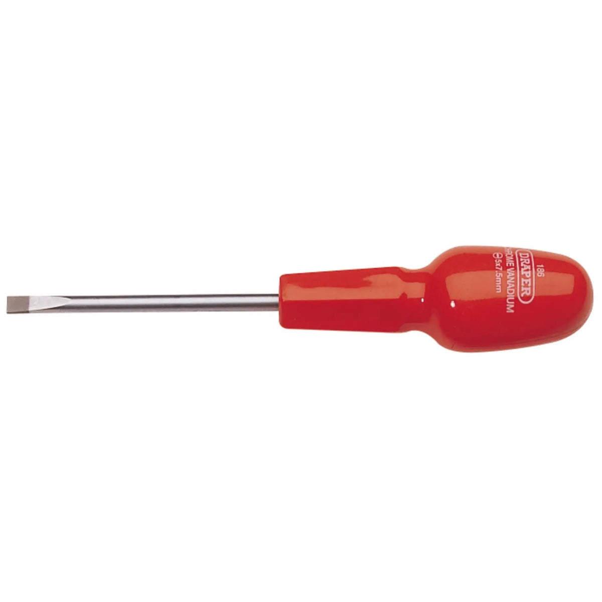 Draper Plain Slot Flared Tip Cabinet Pattern Screwdriver 5 x 75mm (Sold Loose) 19830 White Rose Tools