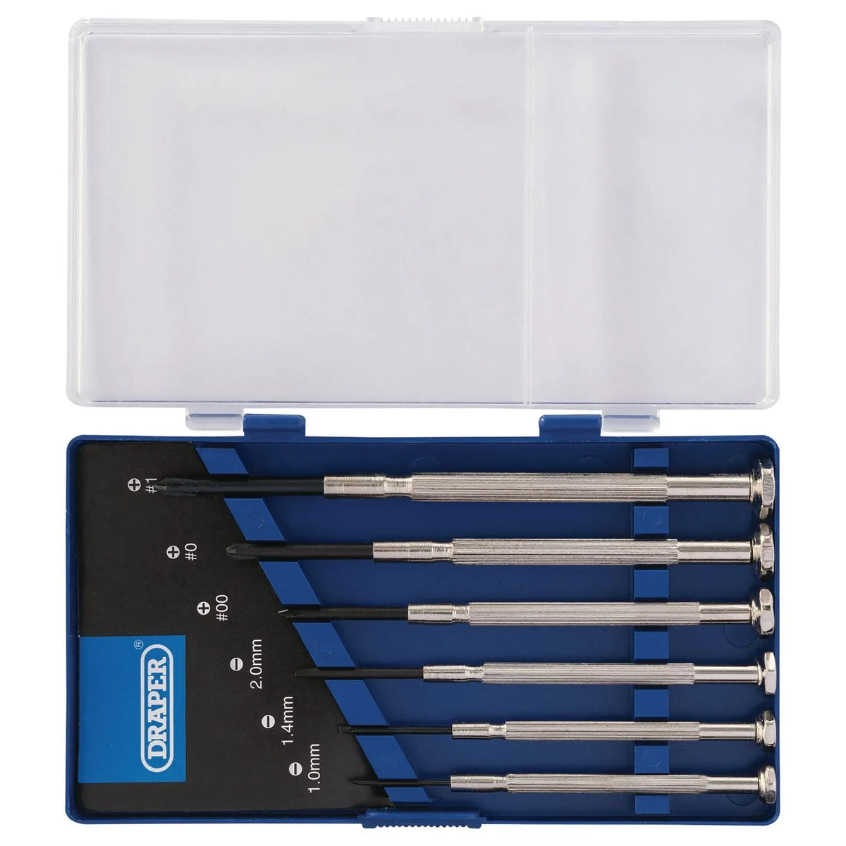 Draper Precision Screwdriver Set 3 x Plain Slot 3 x Cross Slot (6 Piece) 14956 White Rose Tools