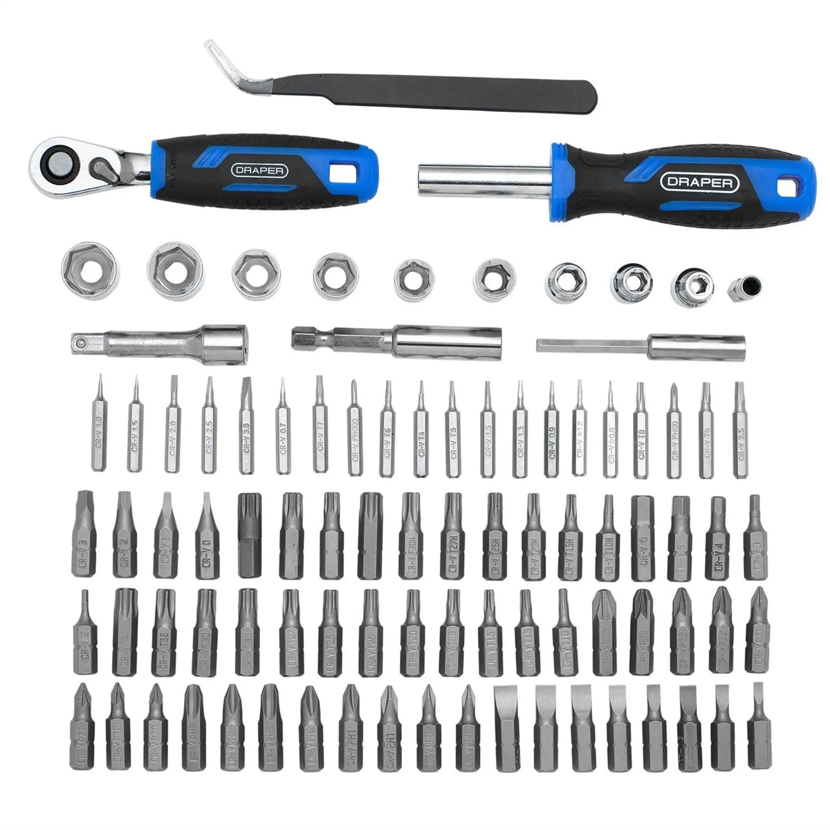 Draper Ratchet and Screwdriver Bit Set (92 Piece) 27785 White Rose Tools