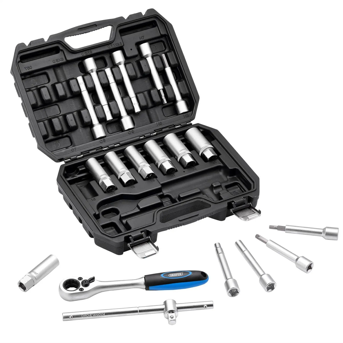 Draper Shock Absorber Strut Nut Kit 1/2" Sq. Dr. (19 Piece) 13604 White Rose Tools