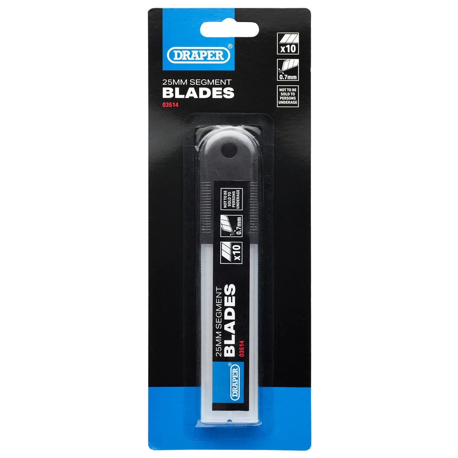 Draper Snap-Off Segment Knife Blades 25mm (Pack of 10) 03514 White Rose Tools