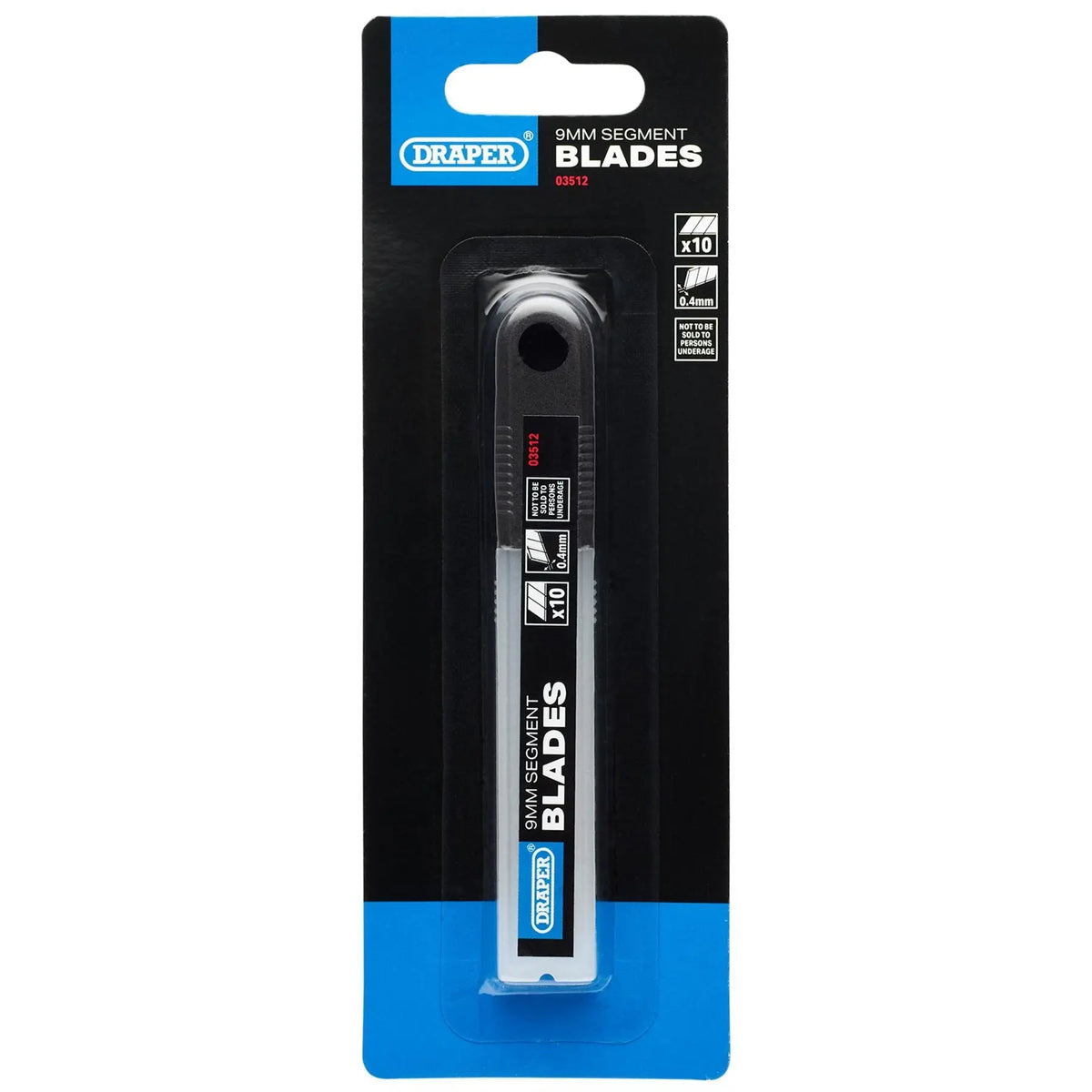 Draper Snap-Off Segment Knife Blades 9mm (Pack of 10) 03512 White Rose Tools