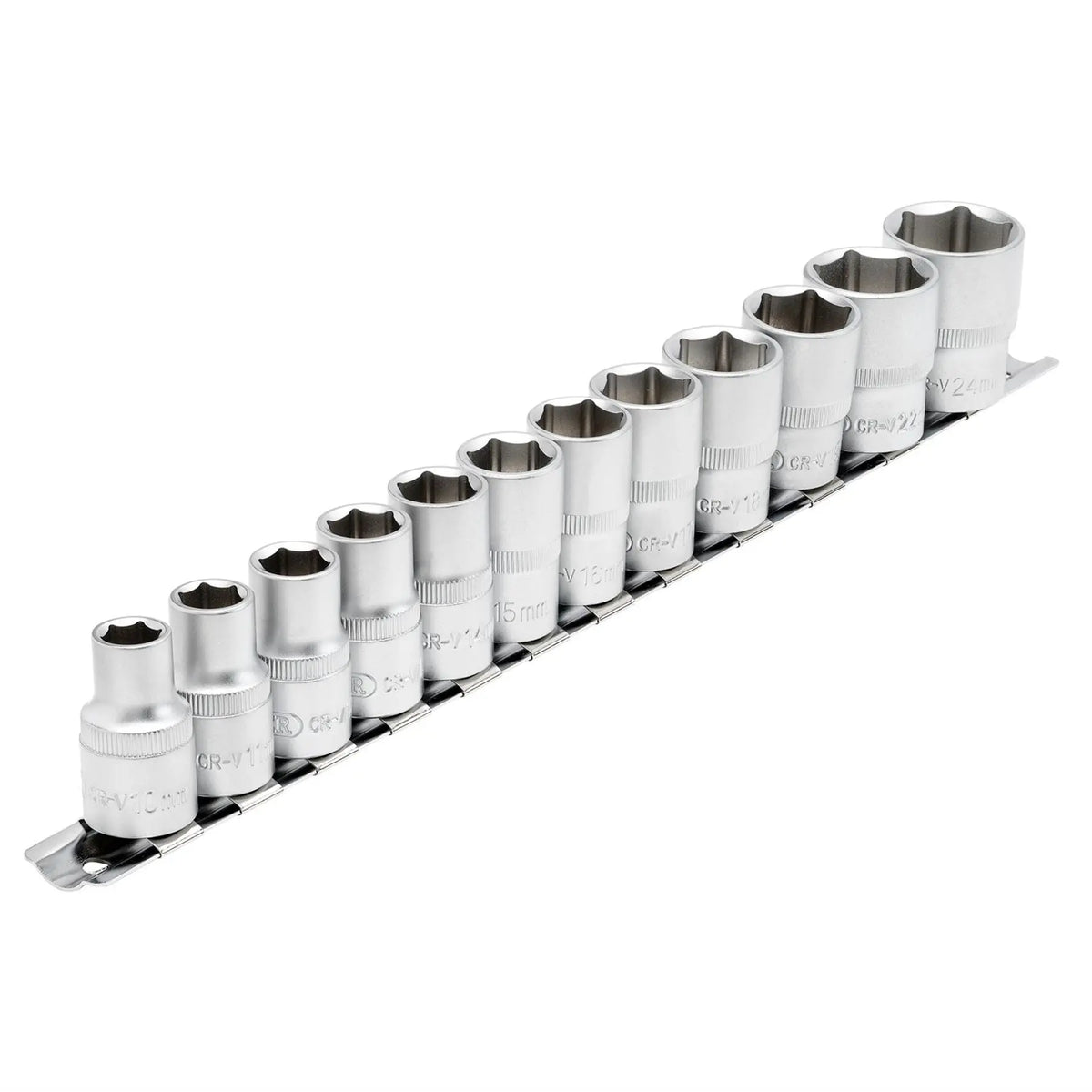Draper Socket Set on Metal Rail 1/2" Sq. Dr. (12 Piece) 16402 White Rose Tools