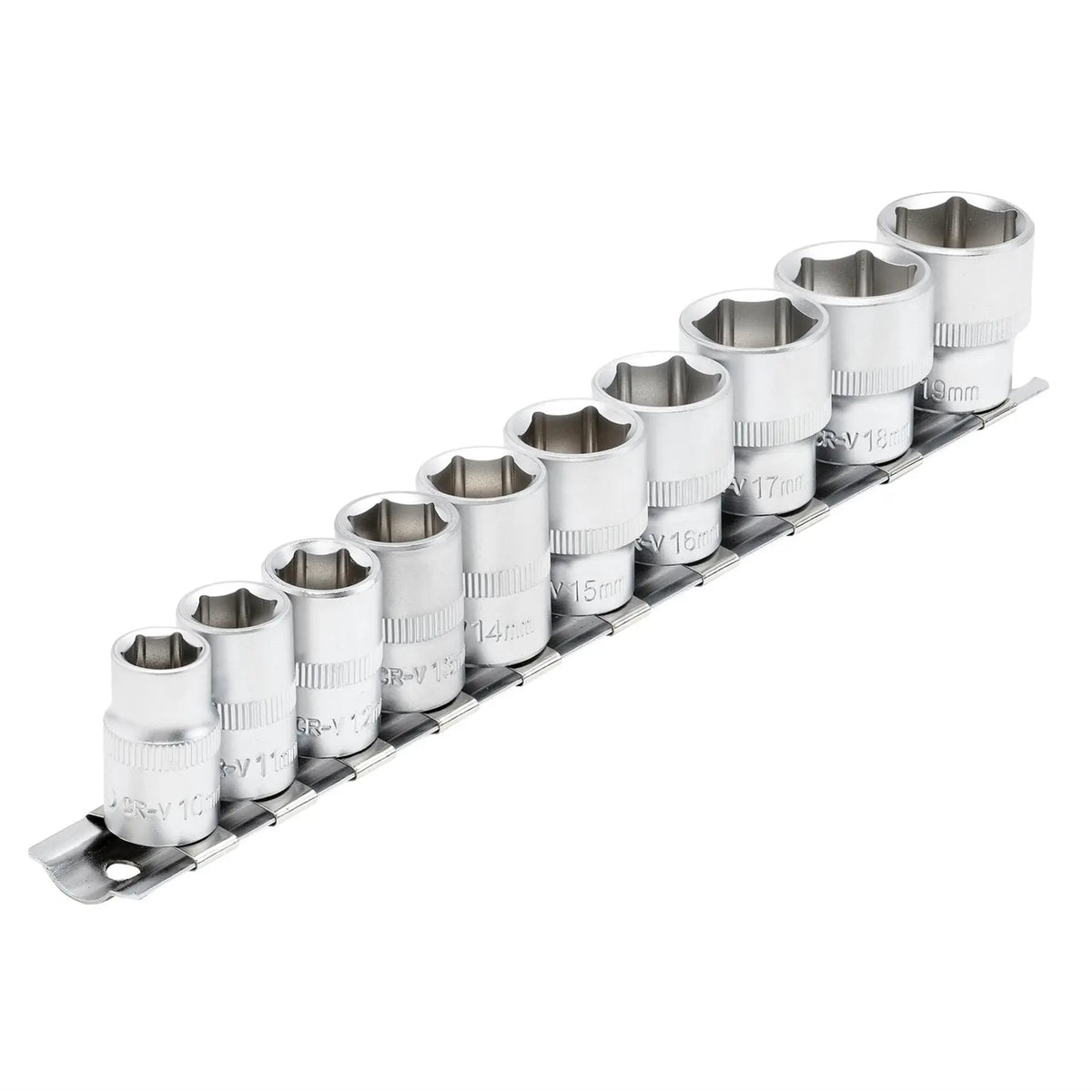 Draper Socket Set on Metal Rail 3/8" Sq. Dr. (10 Piece) 16400 White Rose Tools