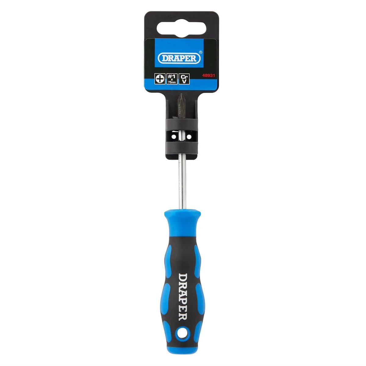 Draper Soft Grip Cross Slot Screwdriver No.1 x 75mm 48931 White Rose Tools