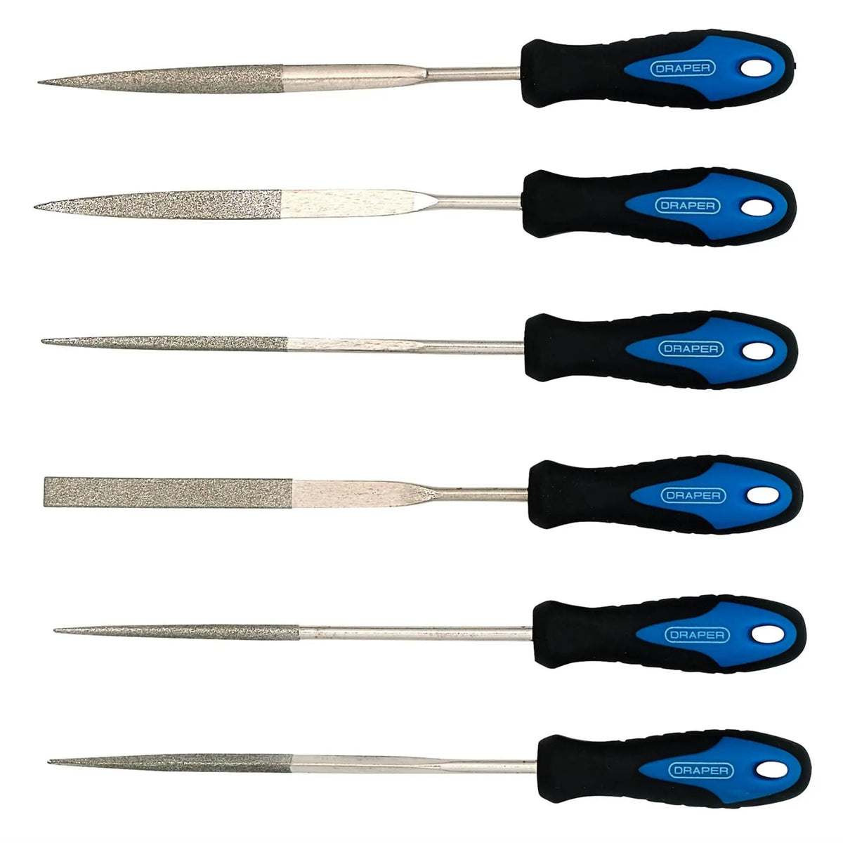 Draper Soft Grip Diamond Needle File Set 150mm (6 Piece) 47817 White Rose Tools