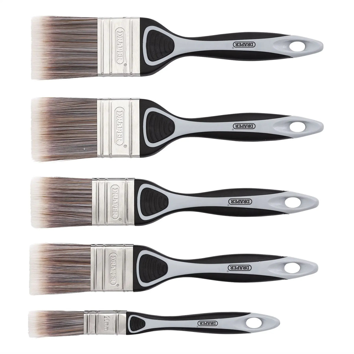Draper Soft Grip Flat Paint Brush Set (5 Piece) 20618 White Rose Tools