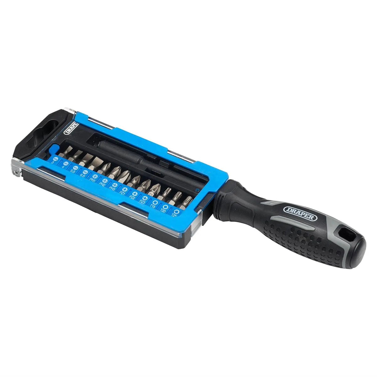Draper Soft Grip Magnetic Screwdriver and Bit Set 1/4" x 100mm (14 Piece) 13438 White Rose Tools