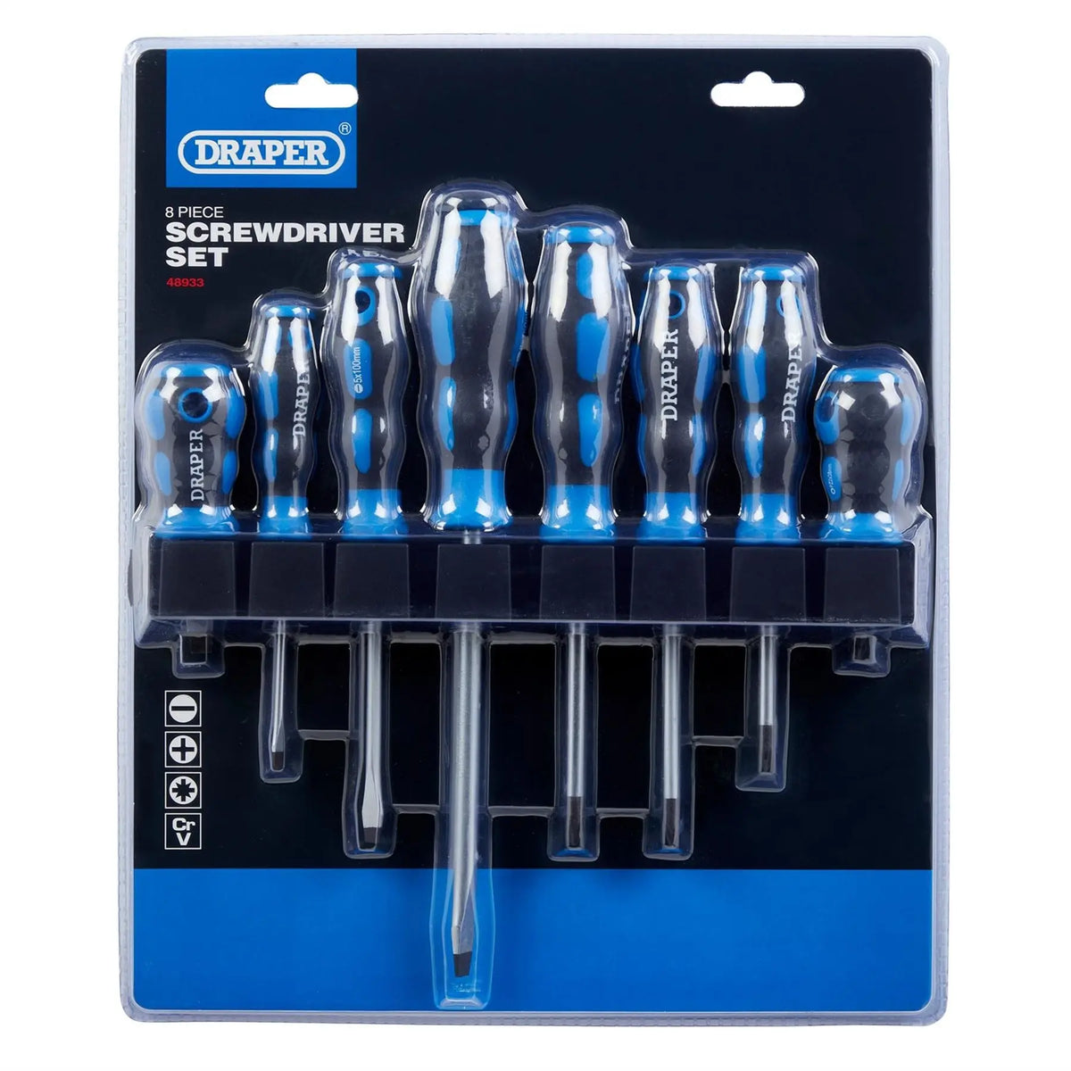 Draper Soft Grip Screwdriver Set (8 Piece) 48933 White Rose Tools