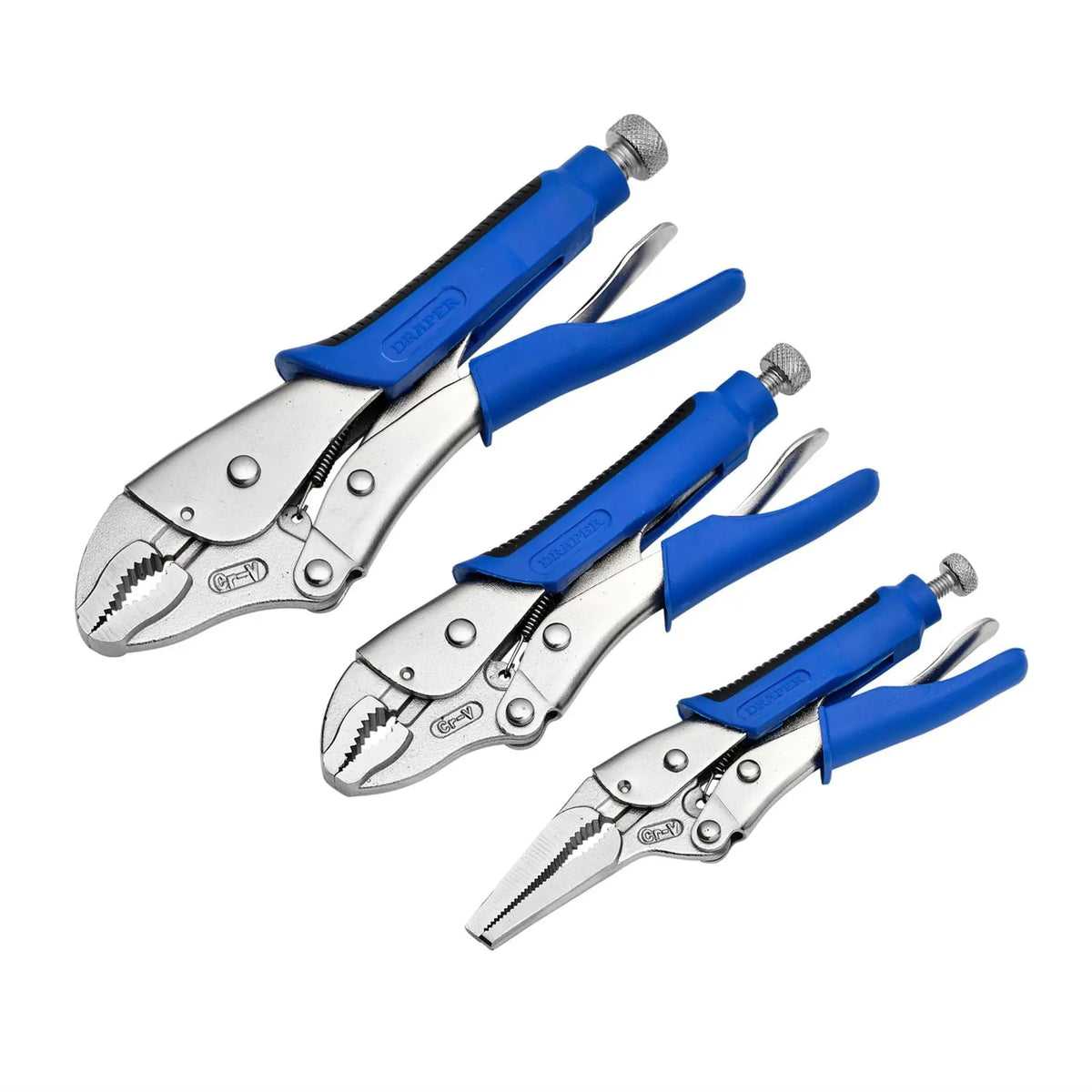 Draper Soft Grip Self Grip Pliers Set (3 Piece) 88293 White Rose Tools