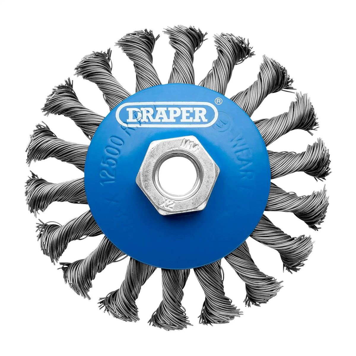 Draper Steel Bevelled Twist-Knot Wire Wheel Brush 100mm M14 08062 White Rose Tools