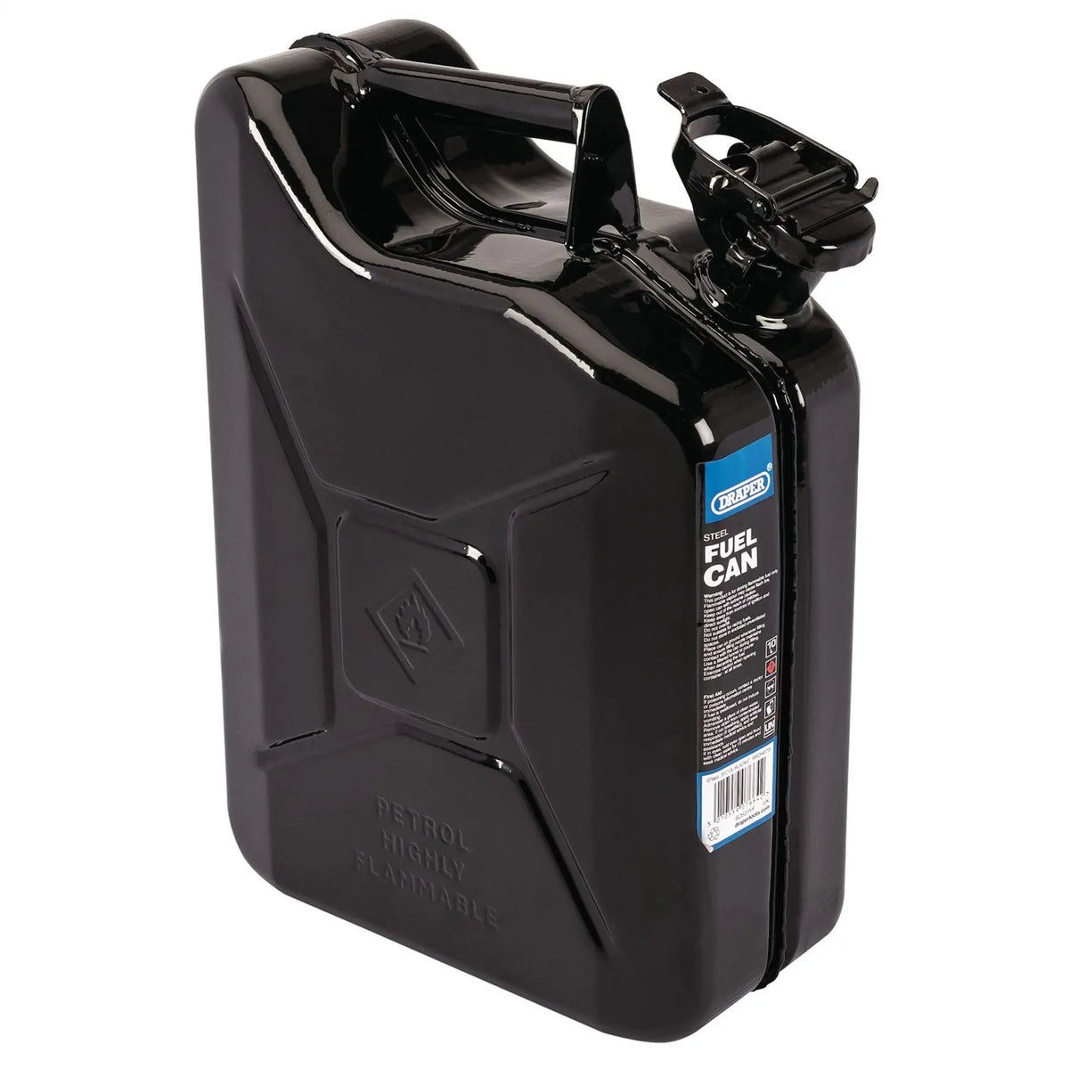 Draper Steel Fuel Can 10L Black 07664 White Rose Tools