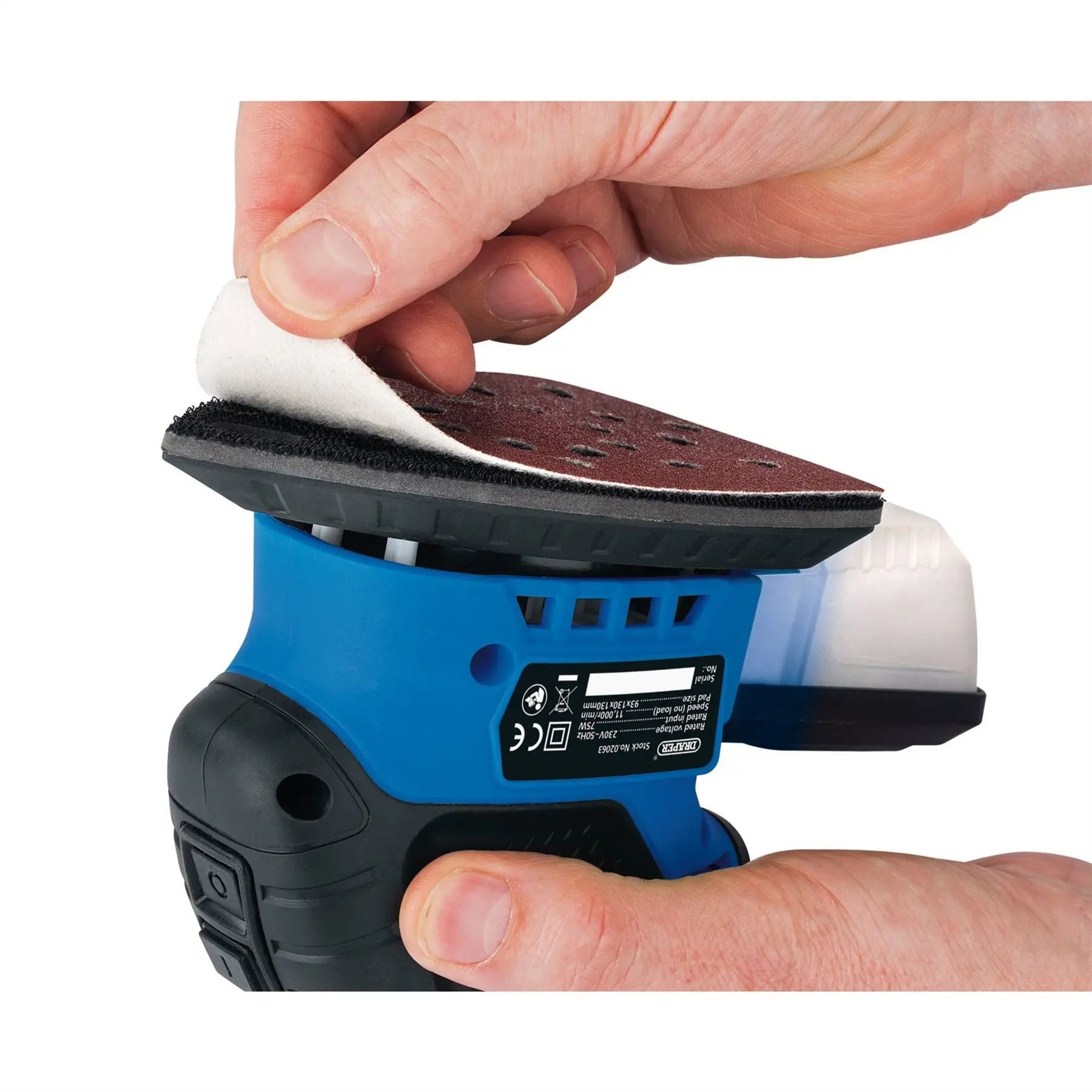 Draper Storm Force 230V Tri-Base Detail Sander 75W 02063 White Rose Tools
