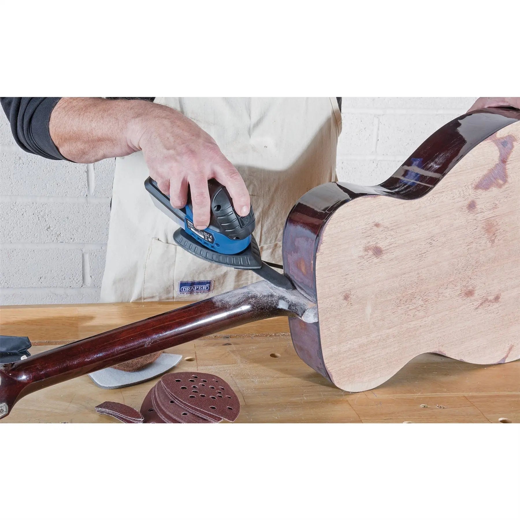 Draper Storm Force 230V Tri-Base Detail Sander 75W 02063 White Rose Tools