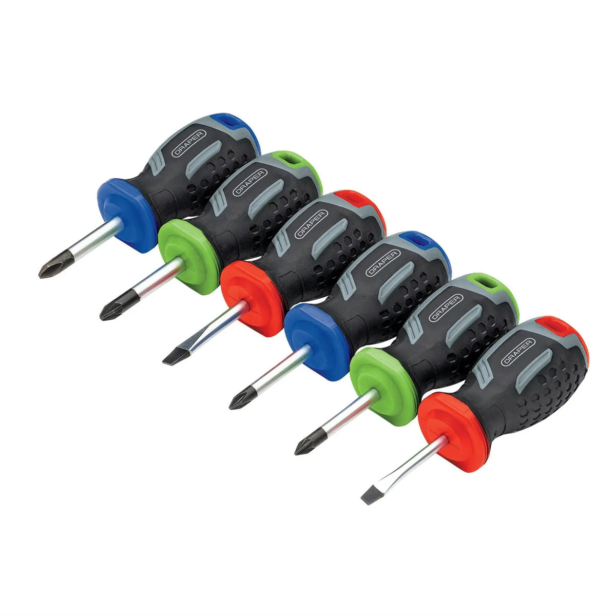 Draper Stubby Soft Grip Screwdriver Set (6 Piece) 13432 White Rose Tools