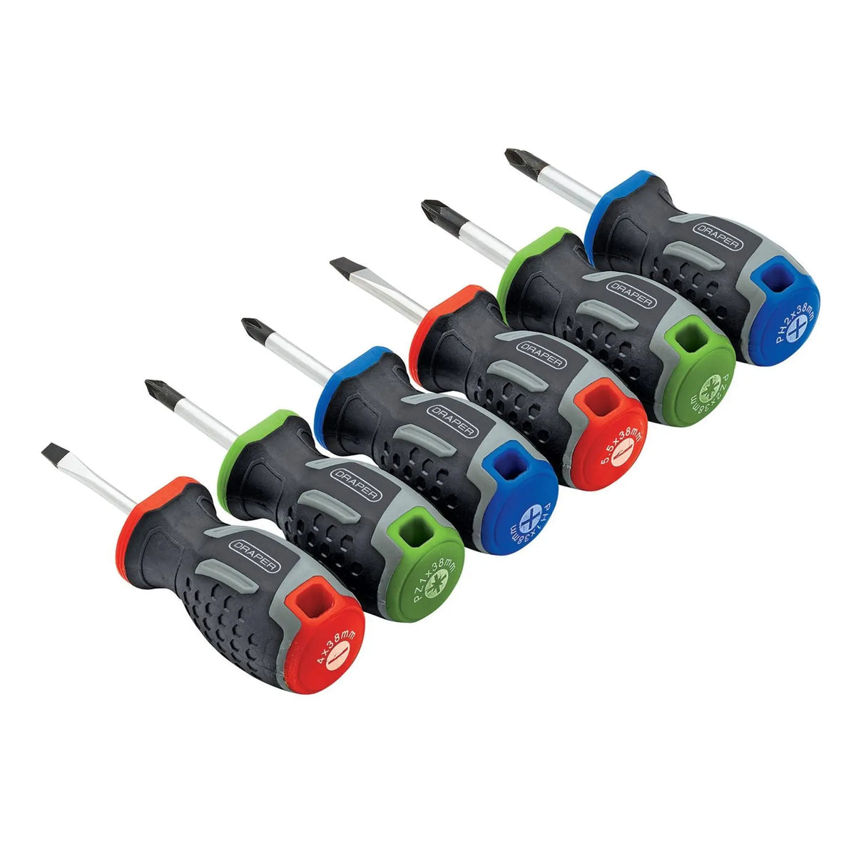 Draper Stubby Soft Grip Screwdriver Set (6 Piece) 13432 White Rose Tools
