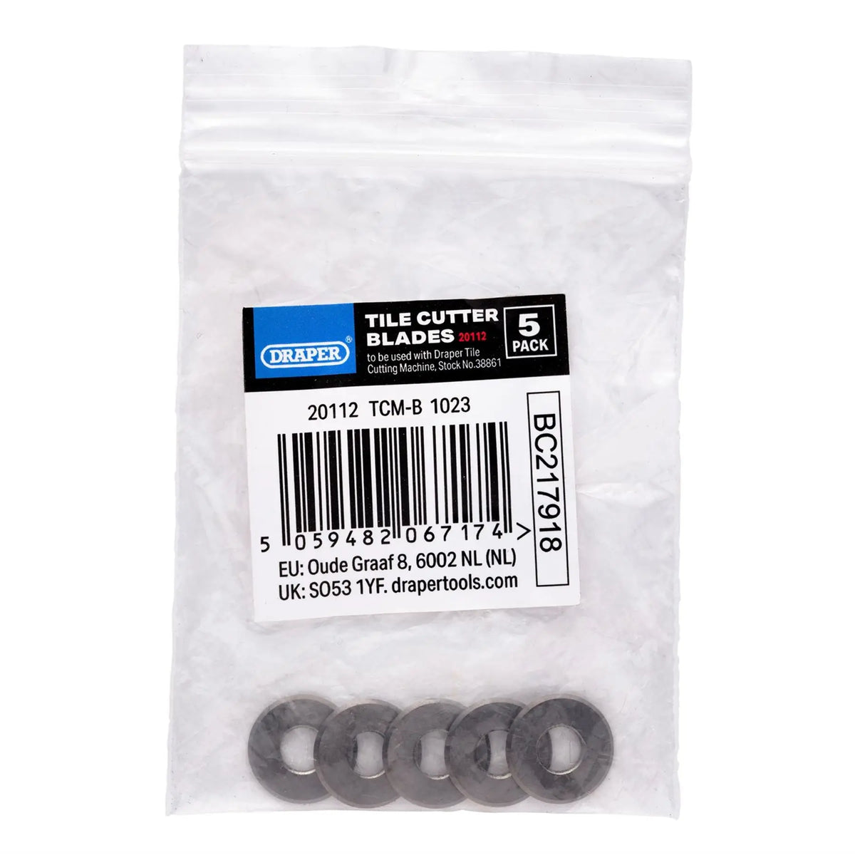 Draper Tile Cutting Blades for Stock No. 38861 (Pack of 5) 20112 White Rose Tools