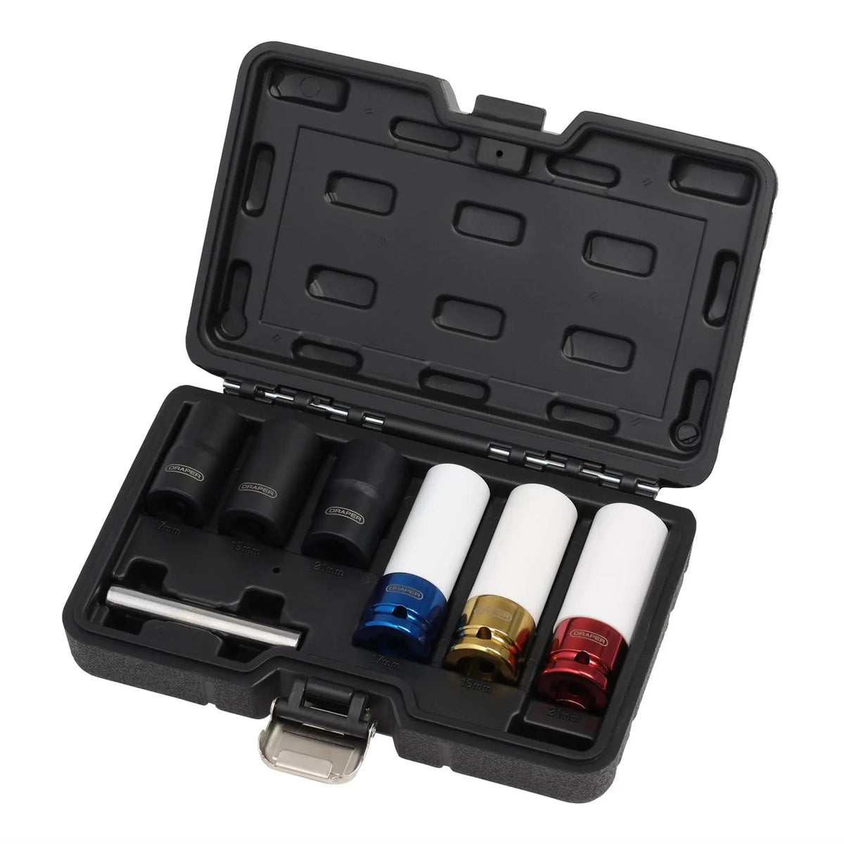 Draper Wheel Nut and Bolt Extractor Socket Set 1/2" Sq. Dr. (7 Piece) 07115 White Rose Tools