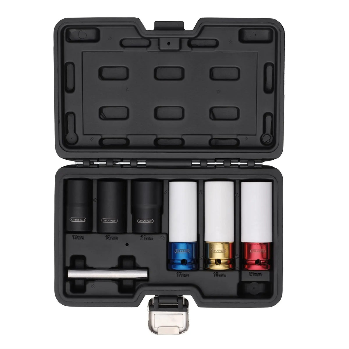 Draper Wheel Nut and Bolt Extractor Socket Set 1/2" Sq. Dr. (7 Piece) 07115 White Rose Tools
