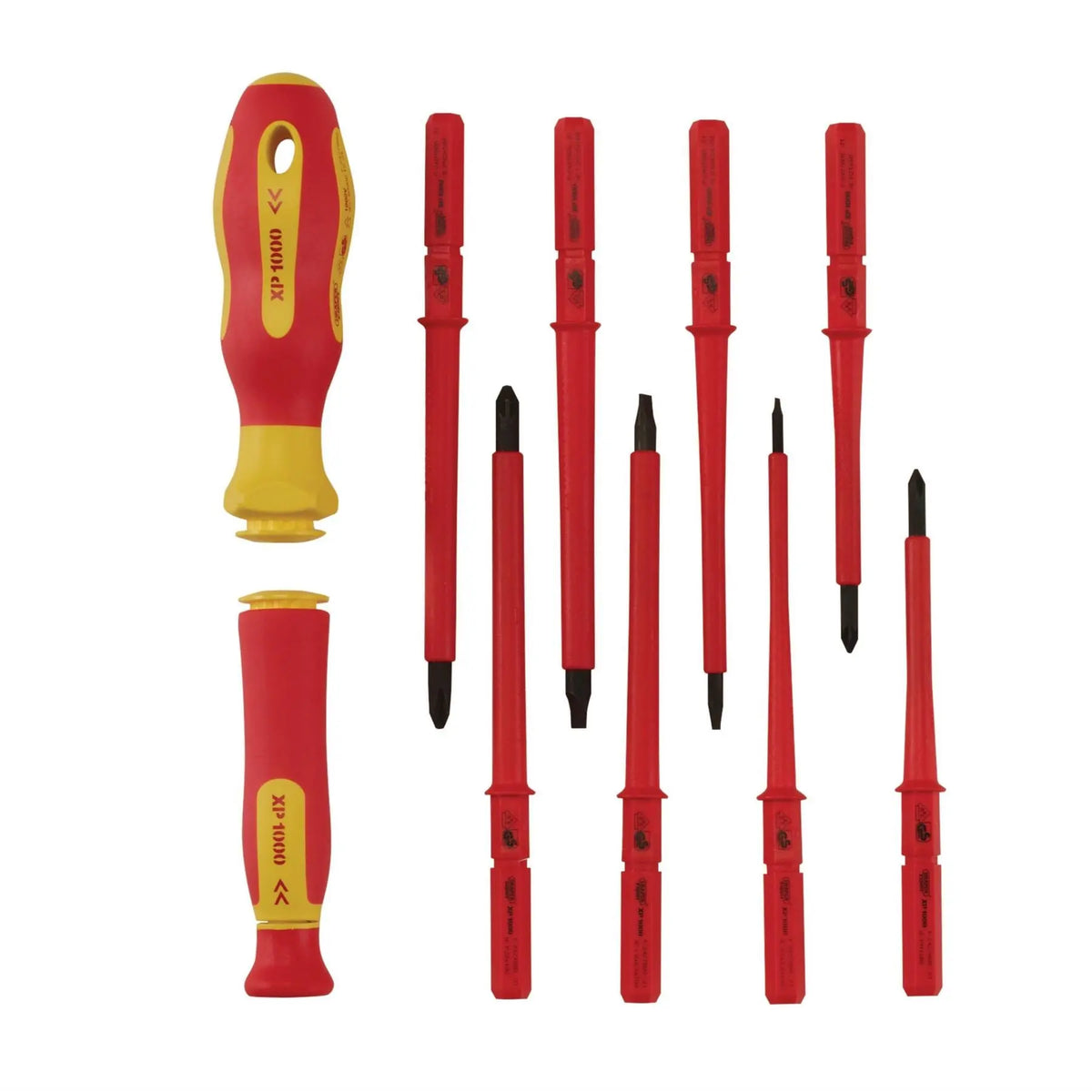 Draper XP1000 VDE Interchangeable Blade Screwdriver Set (10 Piece) 05721 White Rose Tools
