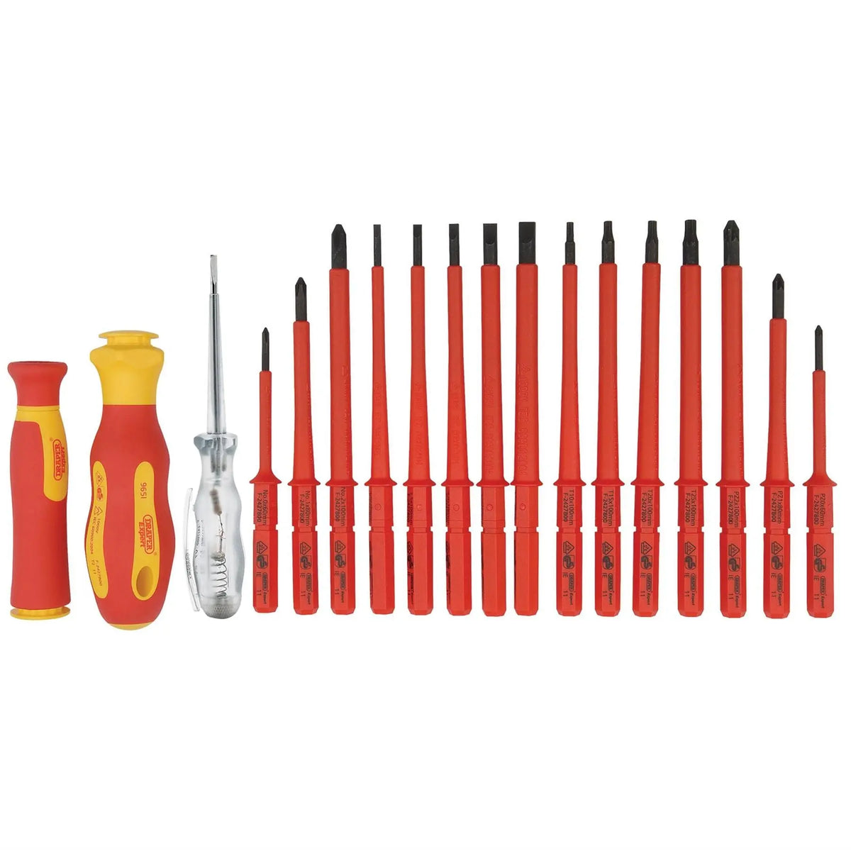 Draper XP1000 VDE Interchangeable Blade Screwdriver Set (18 Piece) 05776 White Rose Tools