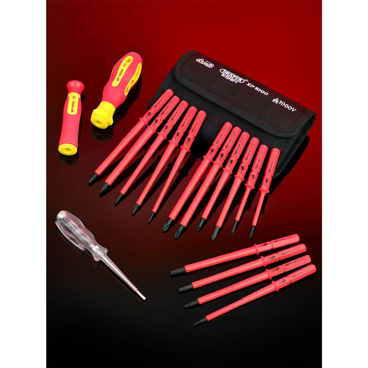 Draper XP1000 VDE Interchangeable Blade Screwdriver Set (18 Piece) 05776 White Rose Tools