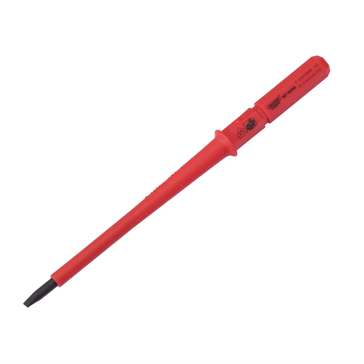 Draper XP1000 VDE Plain Slot Interchangeable Screwdriver Blade 4 x 100mm 24738 White Rose Tools
