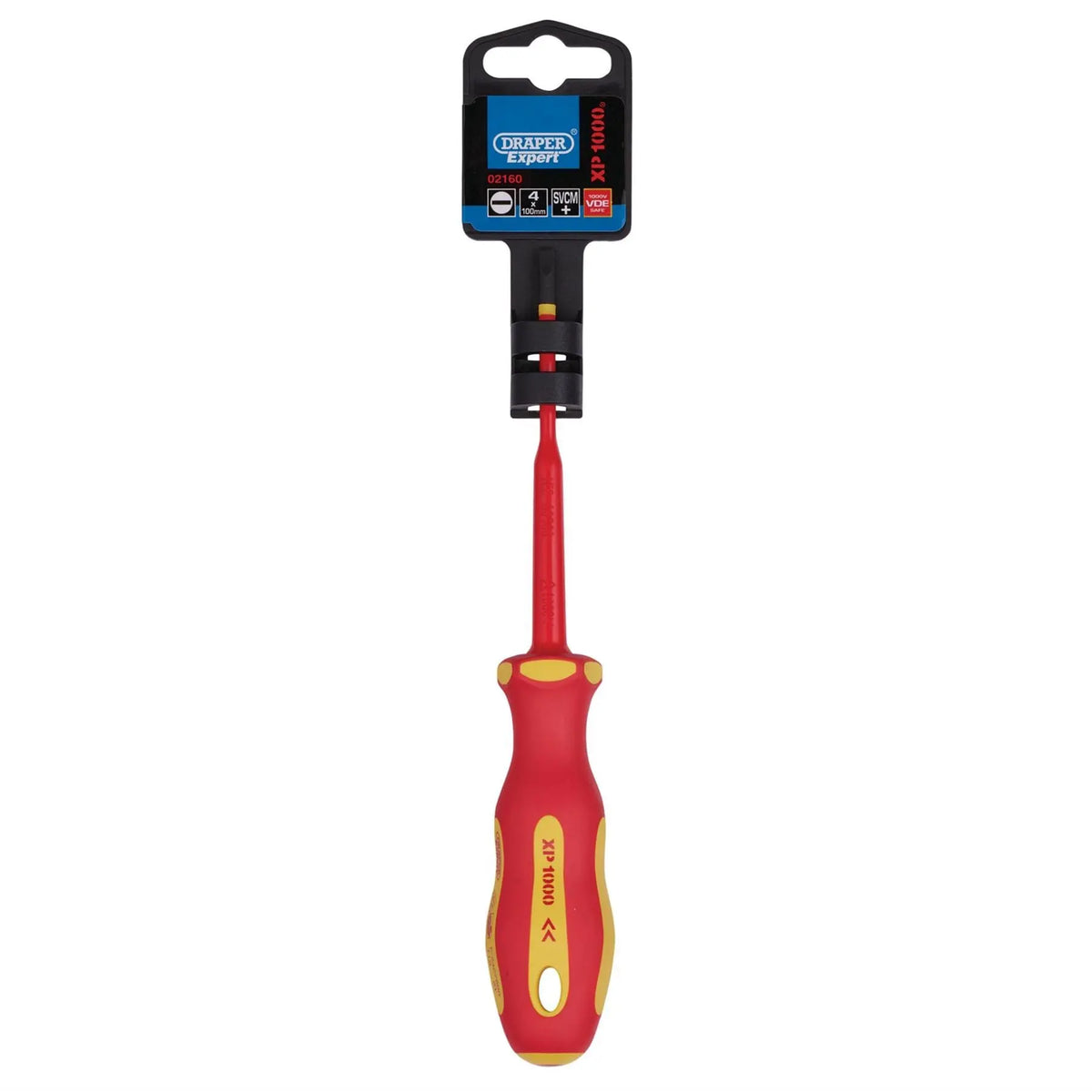 Draper XP1000 VDE Slimline Plain Slot Screwdriver 4 x 100mm 02160 White Rose Tools