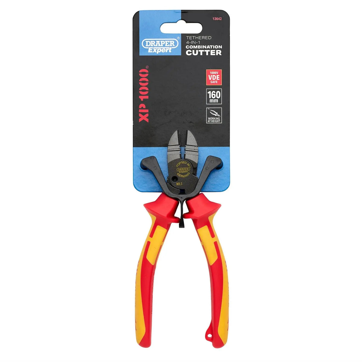 Draper XP1000 VDE Tethered 4-in-1 Combination Cutter 160mm 13642 White Rose Tools