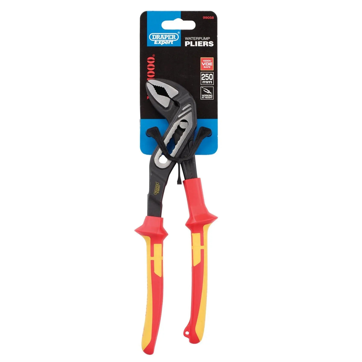 Draper XP1000 VDE Water Pump Pliers 250mm Tethered 99058 White Rose Tools