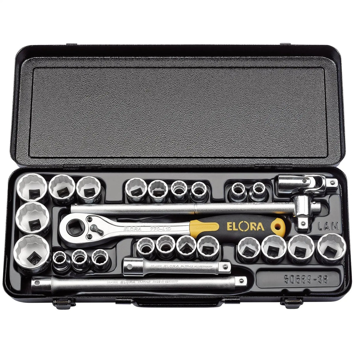 Elora Metric and Imperial Socket Set 1/2" Sq. Dr. (27 Piece) 50650 White Rose Tools