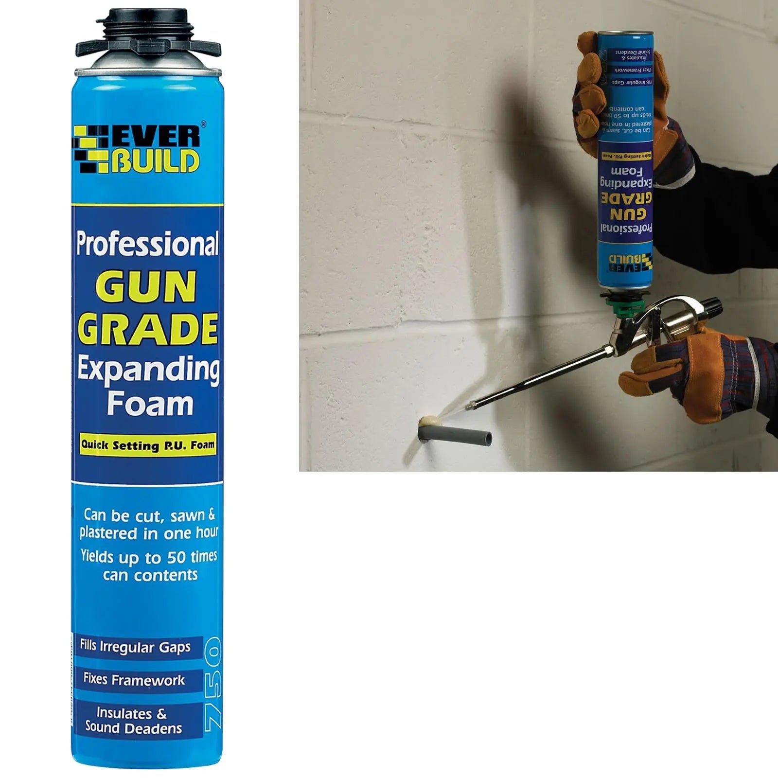 EverBuild Professional Gun Grade Expanding Foam 750ml Quick Setting PU Foam