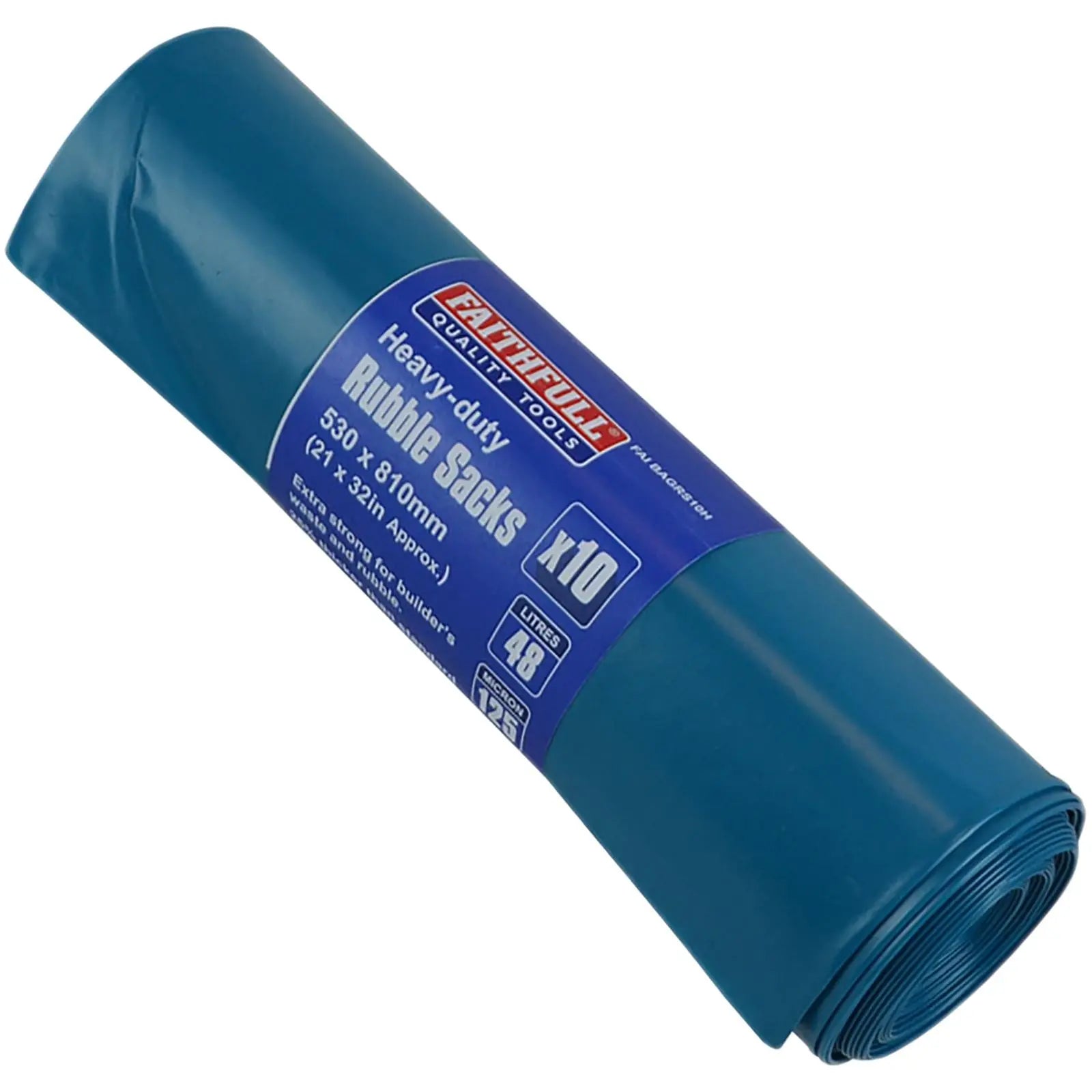 Faithfull 10 Pack Heavy Duty Rubble Bags 810mm x 530mm 125 Micron