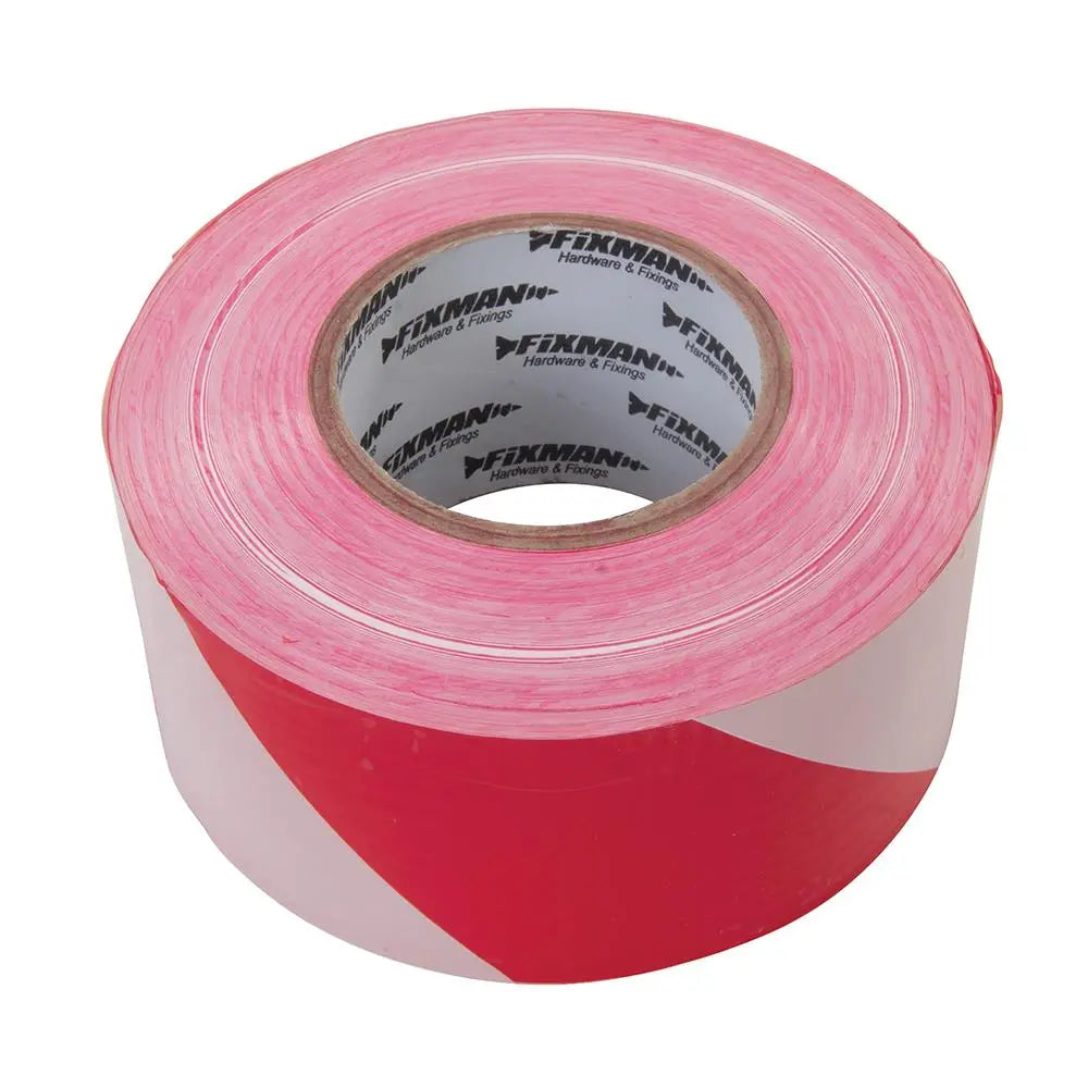Fixman Barrier Tape 70mm x 500m Red/White 194216  White Rose Tools