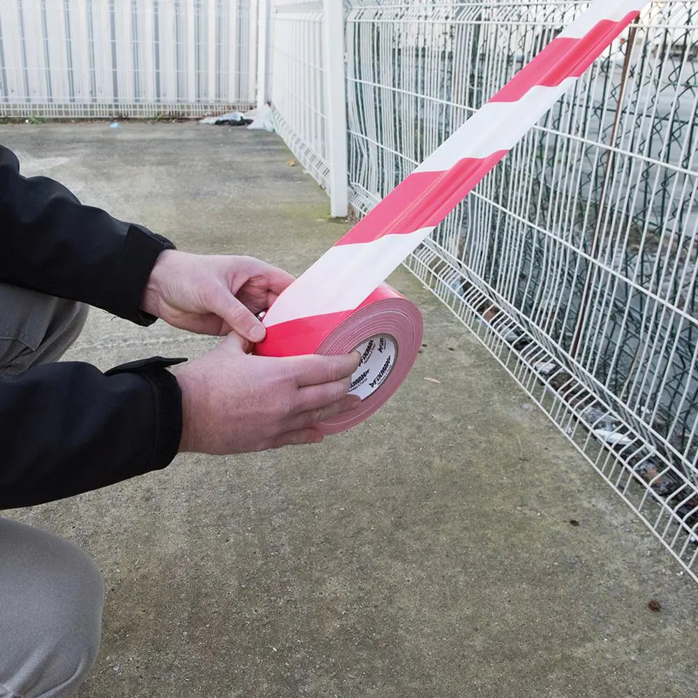 Fixman Barrier Tape 70mm x 500m Red/White 194216  White Rose Tools