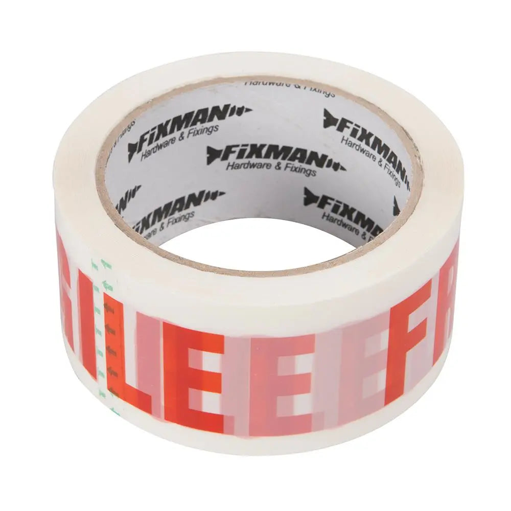 Fixman FRAGILE Packing Tape 48mm x 66m 191480  White Rose Tools