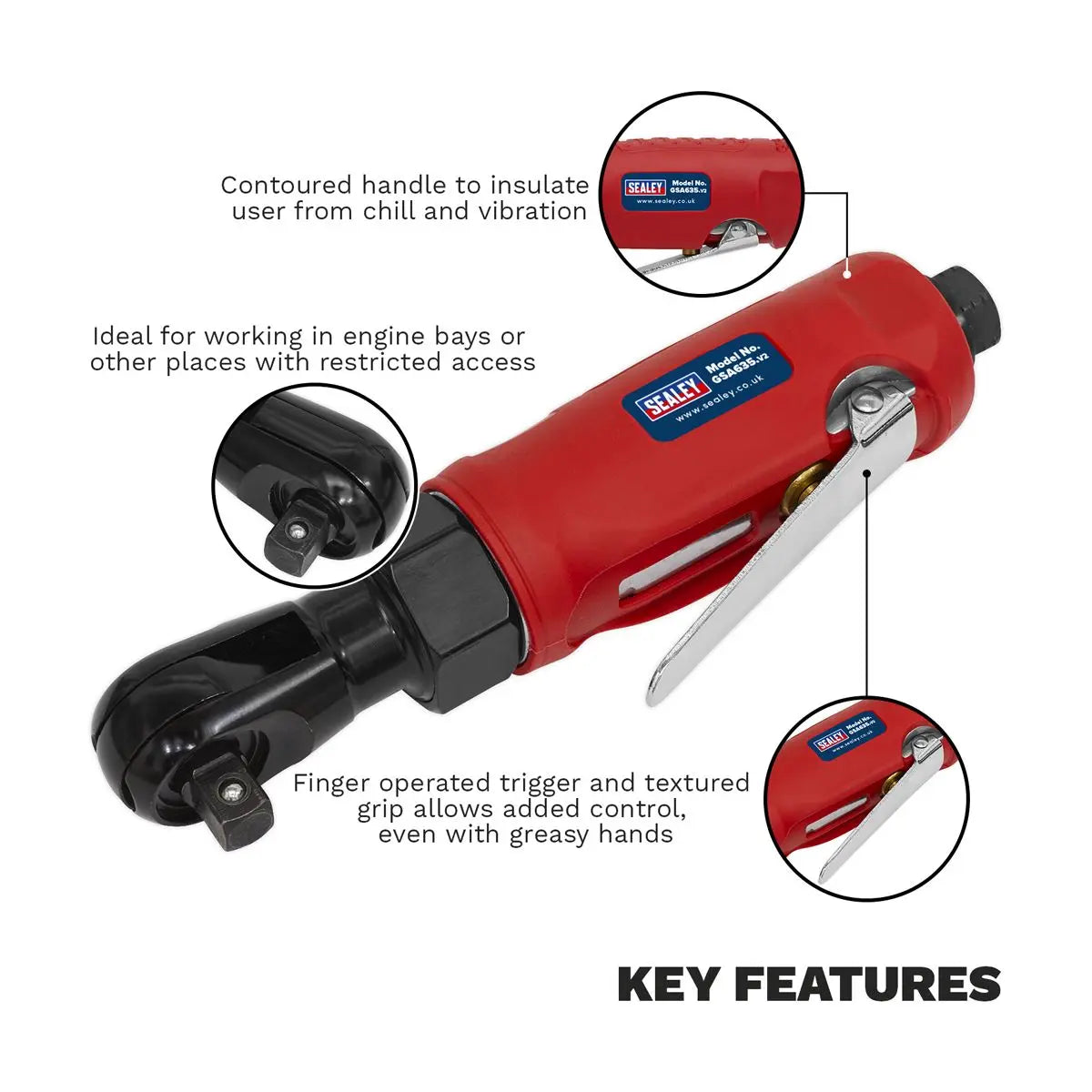 Generation Compact Air Ratchet Wrench 3/8"Sq Drive