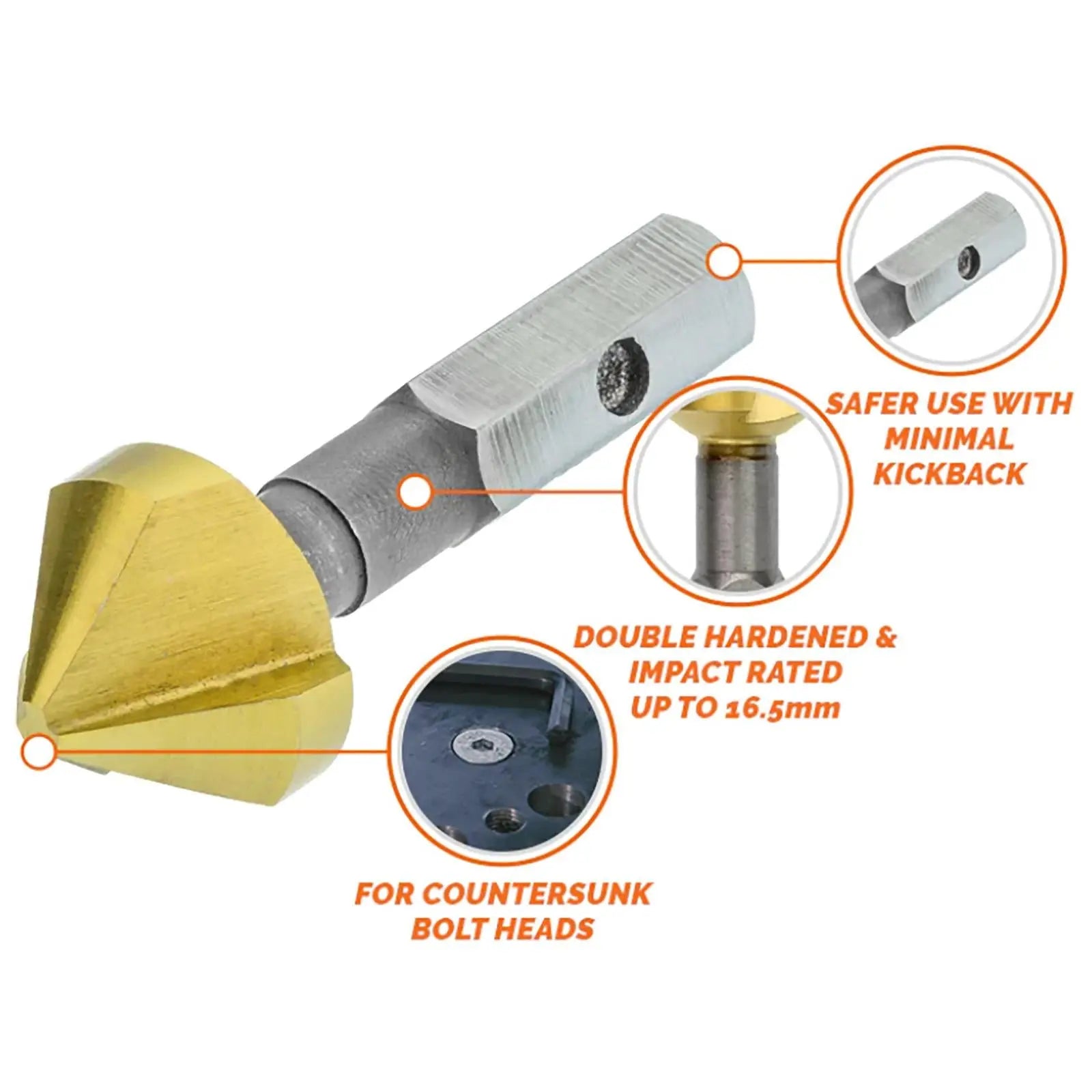 HMT VersaDrive Countersink Impact Drill Bit Set 90° 5 Pieces STAKIT InsertFoam 12.4-31mm White Rose Tools