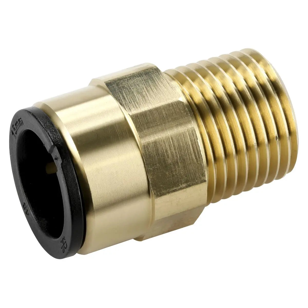 John Guest Straight Adaptor 15mm x 1/2"BSPT Brass (John Guest Speedfit® - MM011504N)