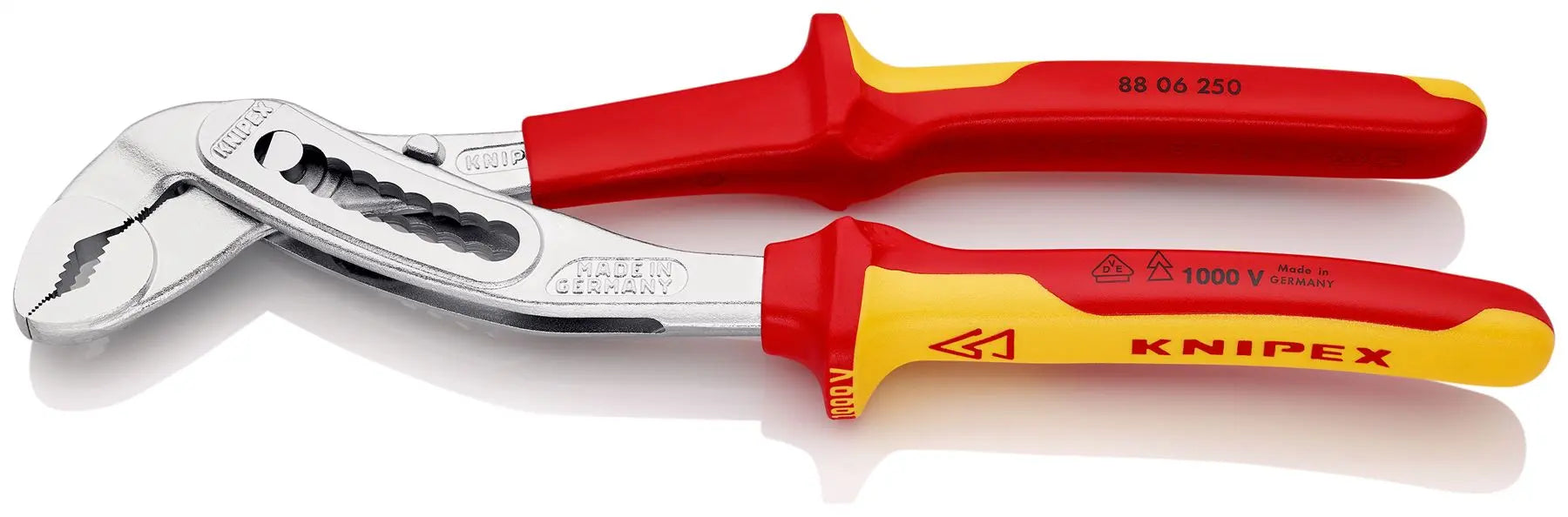 KNIPEX Alligator Water Pump Pliers 250mm Chrome VDE Multi Component Grips 88 06 250 White Rose Tools
