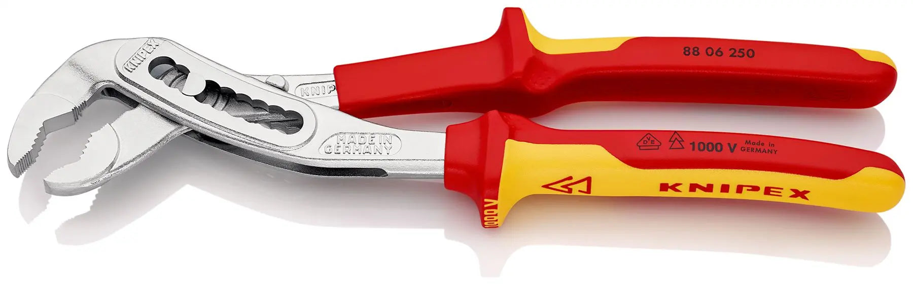 KNIPEX Alligator Water Pump Pliers 250mm Chrome VDE Multi Component Grips 88 06 250 White Rose Tools