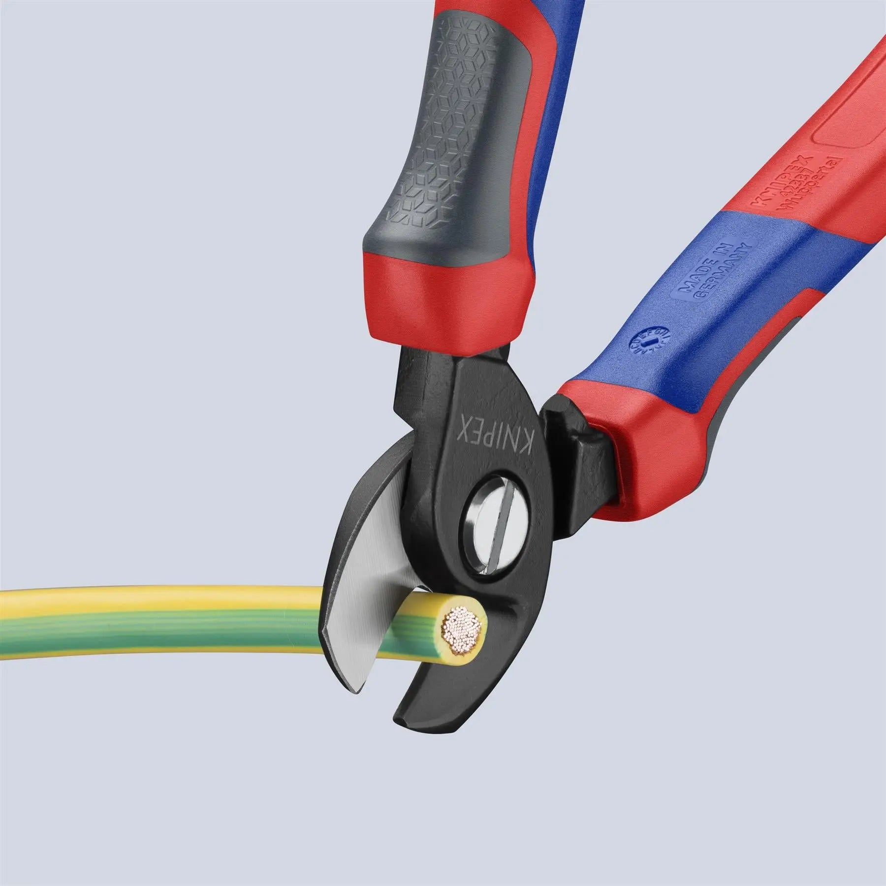 KNIPEX Cable Shears Cutting Pliers Cuts Cable up to 15mm Diameter 165mm with Comfort Handles 95 12 165 White Rose Tools