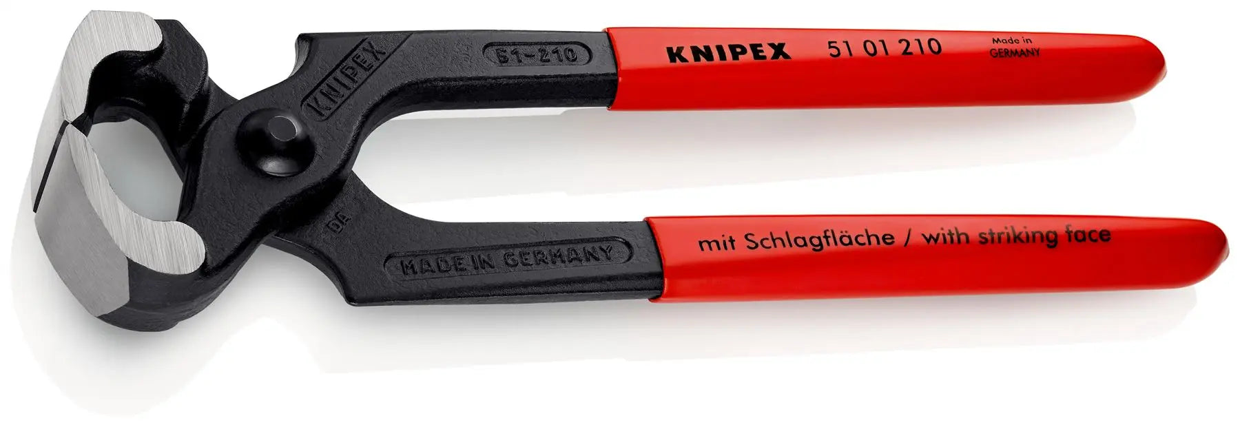 KNIPEX Carpenters Pincers Hammerhead Style 210mm Plastic Coated Handles 51 01 210 White Rose Tools